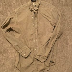 J crew olive and white plaid casual button down